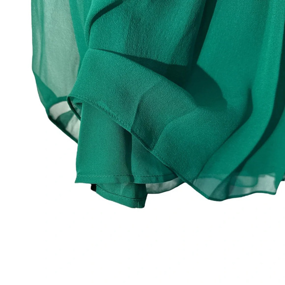 3.1 Phillip Lim Green Silk Chiffon Blouse Beaded Collar Size 6 - Picture 3 of 6